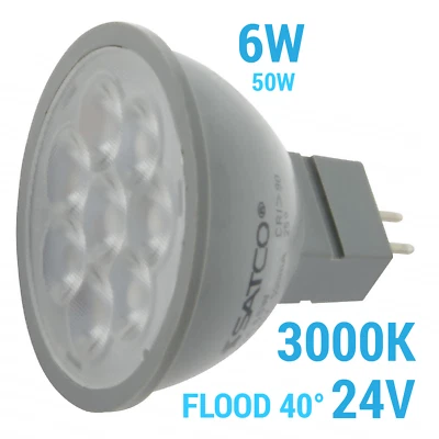 Светодиод Satco S11341 24 В переменного/постоянного тока 40° серый 6 Вт MR16 2-контактный GU5.3 GX5.3 3000K теплый белый - Изображение 1 из 4