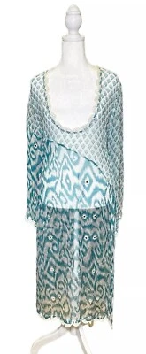 Letarte шифоновое прикрыть платье бисером крючком длинные рукава блестки бирюзовый белый SM - Изображение 1 из 4