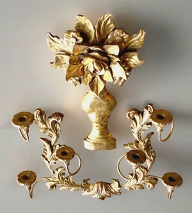 Antique Gold Gilt Wood Hand Craved 24" 6 Candle Wall Sconce Palladio, Itay - Picture 1 of 12