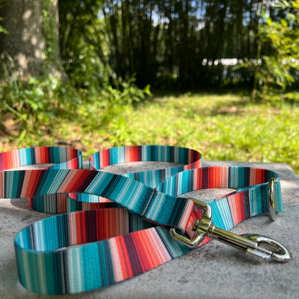 Correa para perro a rayas Serape - correa para perro de 4 pies, correa para perro de 6 pies, correa para perro de 8 pies Foto 1 de 4