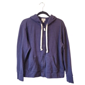 J. Crew Damen Hoodie dunkelblau mit Reißverschluss in Vintage Baumwollfrottee Gr. XL - Bild 1 von 6