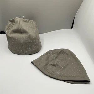 Lululemon Fleece Reflective Running Beanie Gray Polka Dot LU9CGZS Size: L/XL $48 - Picture 1 of 3