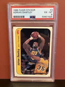 1986 Fleer Basketball Sticker #3 ADRIAN DANTLEY PSA 6 EX-MT Utah Jazz - Picture 1 of 2