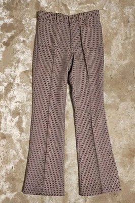 Pantalones MANN Vintage Años 70 Niños Ajustados 10/12 Pata de Gallo Cuadros Campana Parte Inferior Años 70  Foto 1 de 4