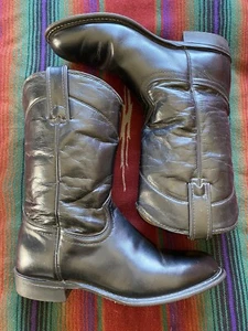 VTG Rodeo Drive Black Leather Roper Boots. 7M. Womens. Great Shape! - Picture 1 of 15