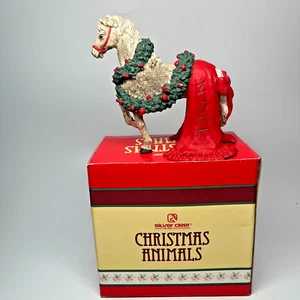 Tom Rubel tänzelnder Palomino Figur Noel Pferd Weihnachten Tiere 1990 mit Box - Bild 1 von 7