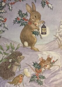 Carte de Noël nostalgique ~ animaux des bois ~ animaux de Noël ~ Molly Brett