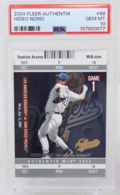 2004 Fleer Authentix #68 Hideo Nomo Baseball Card Graded PSA 10 POP 1 - Image 1 of 4