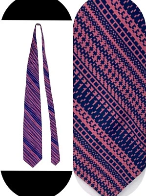 Галстук Sears мужской 80-х 90-х геометрический блочный розовый и синий галстук конференции мужская одежда - Изображение 1 из 4