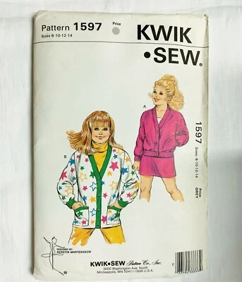 Kwik Sew Sewing Pattern Uncut Child's Jacket Sweater Size 8-14 #1597 - Image 1 of 2