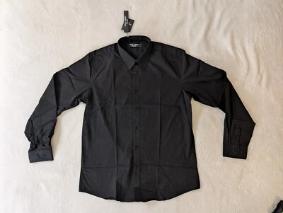 Camisa de vestir Paul Jones negra con botones para hombre manga larga talla L nueva  Foto 1 de 4