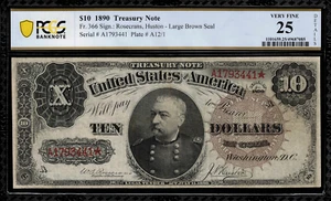 1890 $10 Treasury Note FR-366 - "Sheridan" - Graded PCGS 25 Details - Picture 1 of 2