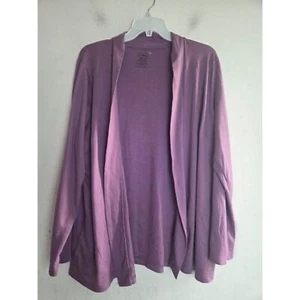 L.L. Bean Women Lavender Purple 100% Supima Cotton Knit Open Cardigan sz 2X Plus - Picture 1 of 7