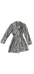 Trench coat Chicos zebrato stampa animalier taglia 1 midi leggero casual grigio nuovo con etichette - Foto 1 di 5