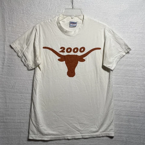 Vtg 2000 Texas Longhorns NCAA Shirt All Sport Mens Medium White Short Sleeve Cover