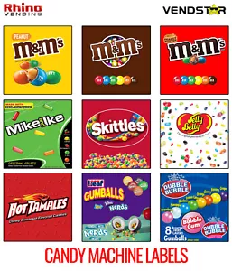 (12) CANDY VENDING MACHINE STICKERS LABELS - 2.5" x 2.5" - Picture 1 of 10