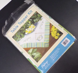 Craftways Blue Green Floral Table Topper Cross Stitch Kit 35” Square 100322 READ - Picture 1 of 17