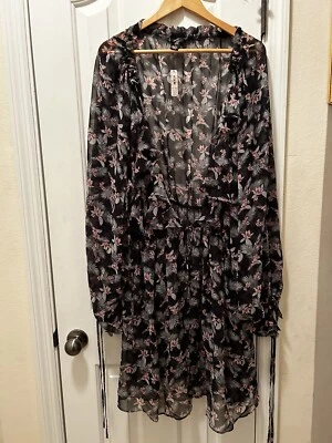 Victorias Secret Rare Vintage coverup swim sheer black floral jacket robe m l - Изображение 1 из 4