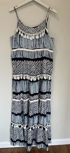 Y2K calypso st barth Maxi Reine Seide Blau U-Ausschnitt Cocktailkleid L Retro - Bild 1 von 24