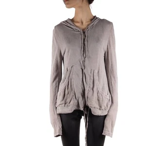 Felpa con cappuccio e zip intera Annette Gortz donna beige lino Ramie taglia S/Small - Foto 1 di 12
