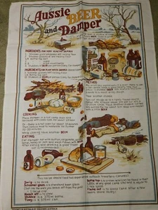 Aussie Beer and Damper Tea Towel 27" x 18" Man Cave  - Picture 1 of 4