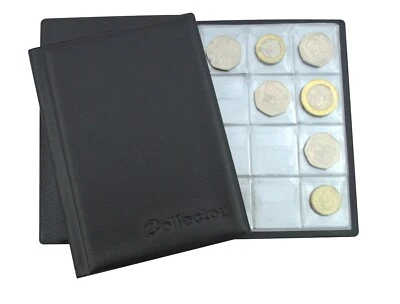 Collector Pocket Coin Album For 96 COINS GOOD 50p £1 £2 FOLDER BOOK New Black