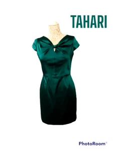 Tahari Arthur S. Levine Damenkleid smaragdgrün satiniert Größe 8 - Bild 1 von 1