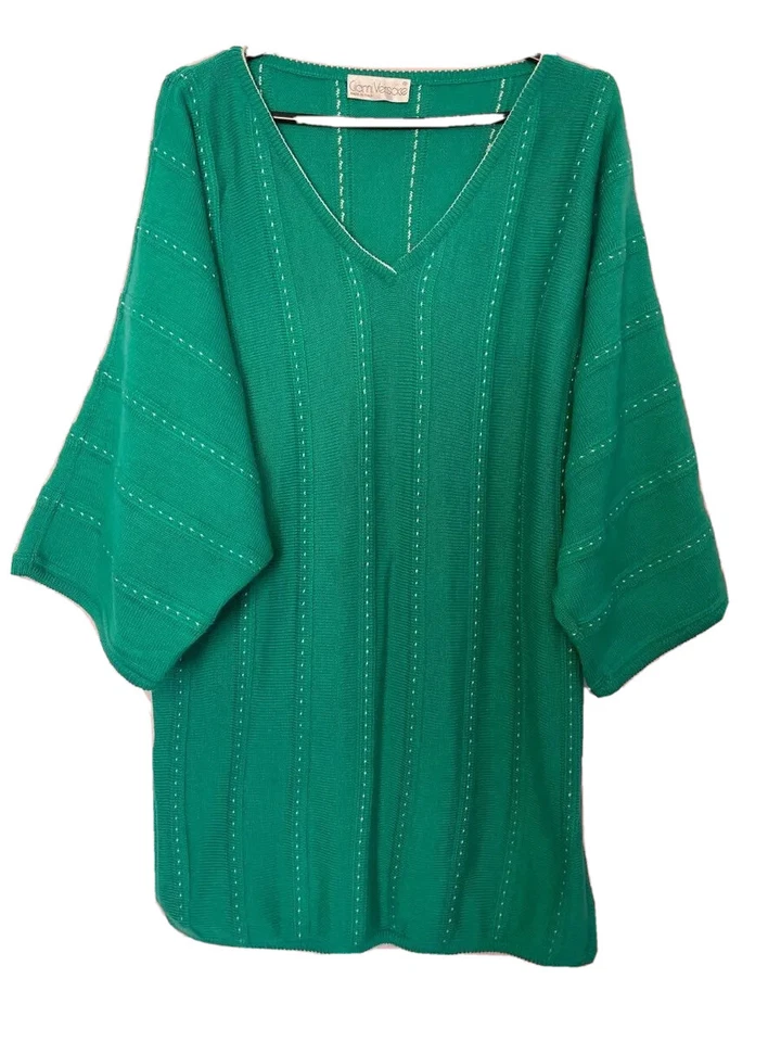 Suéter De Gran Tamaño De Lana Verde A Rayas Tejido Gianni Versace Para Mujer Talla 3 48 VNT Foto 1 de 4