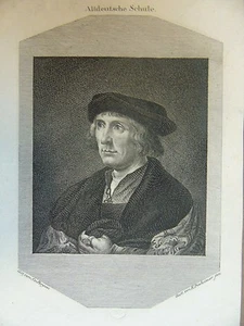 Stahlstich Hans Holbein Jun "Bildnis Holbeins" Perger und Ponheimer um 1880 - Picture 1 of 3