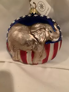 Christopher Radko Elephant Tree Ornament Red White And Blue USA Rare Item - Picture 1 of 5
