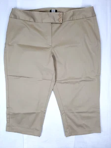 Studio 1940 Women's Size 24W Inseam 23" Beige Tan Capris Career Cuffed Stretch - Picture 1 of 7