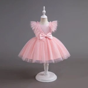 Bow Bridesmaid Lace Princess Perform Dress Party Wedding Birthday Piano Kid Girl - Picture 1 of 25