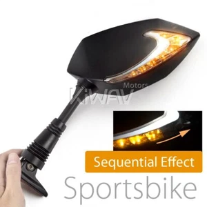 Black Lucifer led mirror two color sequential effect fairing mount sportsbike ε - Picture 1 of 10