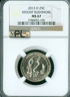 2013 D MOUNT RUSHMORE PARKS QUARTER NGC MS 67 MAC PL . - Image 1 of 2