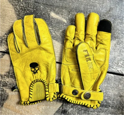 BOBHEAD Shifter Yellow Leather Motorcycle Gloves – Level 1 Armoured Rider Gloves - Image 1 of 4