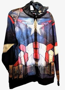 Felpa con cappuccio uomo Marvel Avengers Capitan America maschera L supereroe zip - Foto 1 di 5