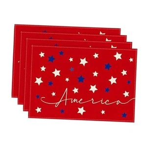 Blue Stars America Patriotic 4th of July 12" x 18", Rectangle 4 Pcs Red - Picture 1 of 7