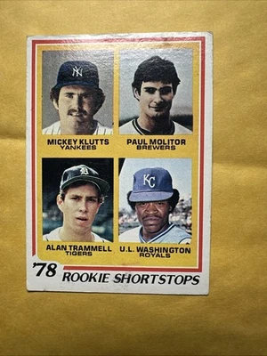 1978 Topps Rookie Shortstop Paul Molitor, Alan Trammell, UL Washington #707 (RC) Foto 1 de 2