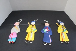 4 Vintage Chinese Characters Made of Cardboard, Cloth & Other Materials - Picture 1 of 7