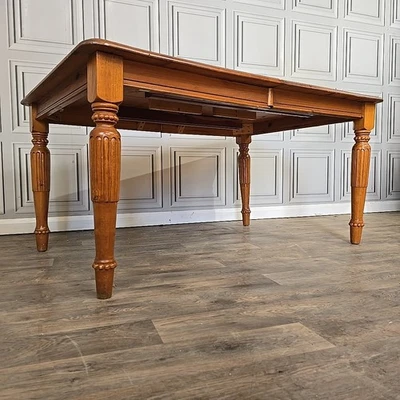 Retro Vintage Solid Wood Pine Turned Extending Dining Table Country Farmhouse - Image 1 of 4