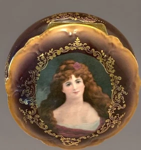 De Colección Victoriano Dama Baratija Polvo Plato Tapa Tocador Verde Oro Japón Regencia 6" - Imagen 1 de 24