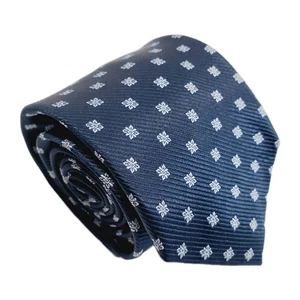 Corbata de seda de diseñador Bill Blass azul geométrica para hombre tela jacquard - Imagen 1 de 5