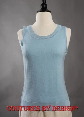 St John Knits Fine Gauge Tank, Top, Shell Sky Blue Sz Petite NWT MSRP $345 - Image 1 of 2