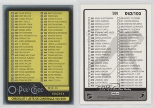 2012-13 O-Pee-Chee Black Rainbow Foil /100 Checklist #500