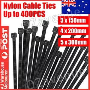 Cable Ties Zip Ties Nylon UV Stabilised 100/200/500/1000x Bulk Black Cable Tie - Picture 1 of 14