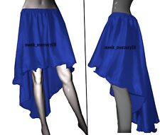 Satin Casual Royal Blue Asymmetrical Skirt Steampunk Skirt High Low Skirt S6
