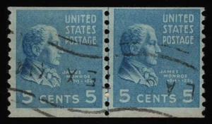 #845 5c James Monroe, par de líneas [2] usado **CUALQUIER 5 = ENVÍO GRATUITO** - Imagen 1 de 1