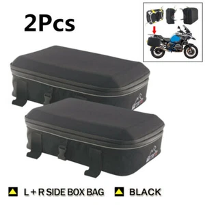 2Pcs Black PVC Motorcycle Side Saddlebag Box Bags Luggage Bag Waterproof Durable - Picture 1 of 12