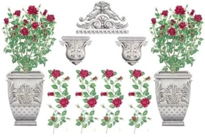 Tatouage Dry Rub Transfer Classic Accents mit roten Rosen - Bild 1 von 1