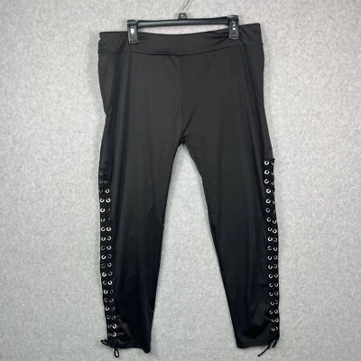 Rosegal Leggings Women's 3XL Black Mid Rise Lace Up Yoga Gym Pull On Plus - Image 1 of 4